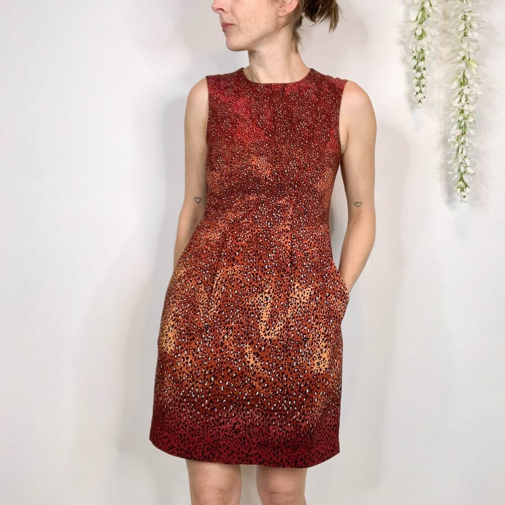 NANETTE LEPORE Firefly Silk Cocktail Dress leopard pockets 2665